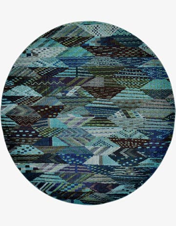 Blue Washable Mesa Round Rug