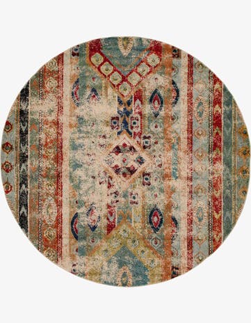 Blue Washable Mesa Round Rug