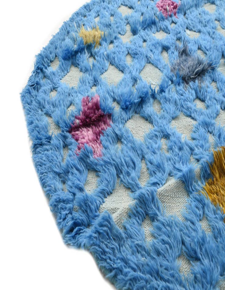 Detail image of 4' x 4' 4  Hand Knotted Moroccan Wool Round Rug