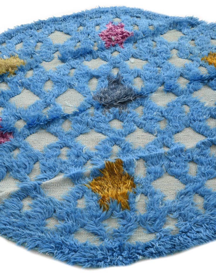 Detail image of 4' x 4' 4  Hand Knotted Moroccan Wool Round Rug