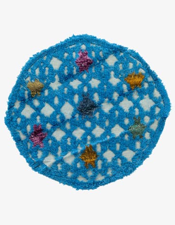 4' x 4' 4 Hand Knotted Moroccan Wool Round Rug