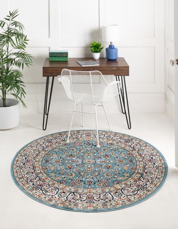 5' 3 x 5' 3 Nain Design Round Rug
