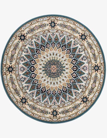 Blue Nain Design Round Rug