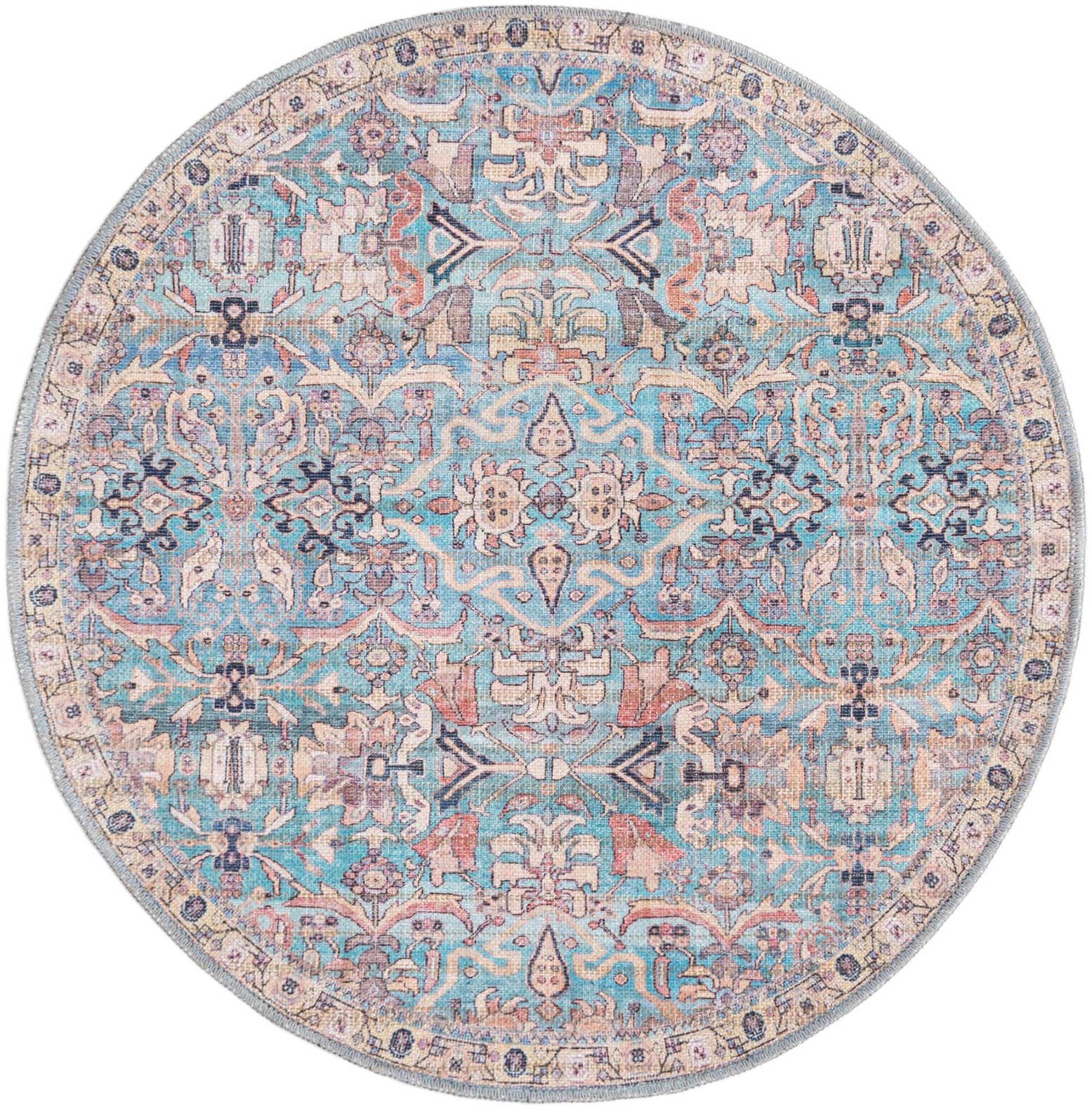 3' 3 x 3' 3 Washable Nostalgia Round Rug