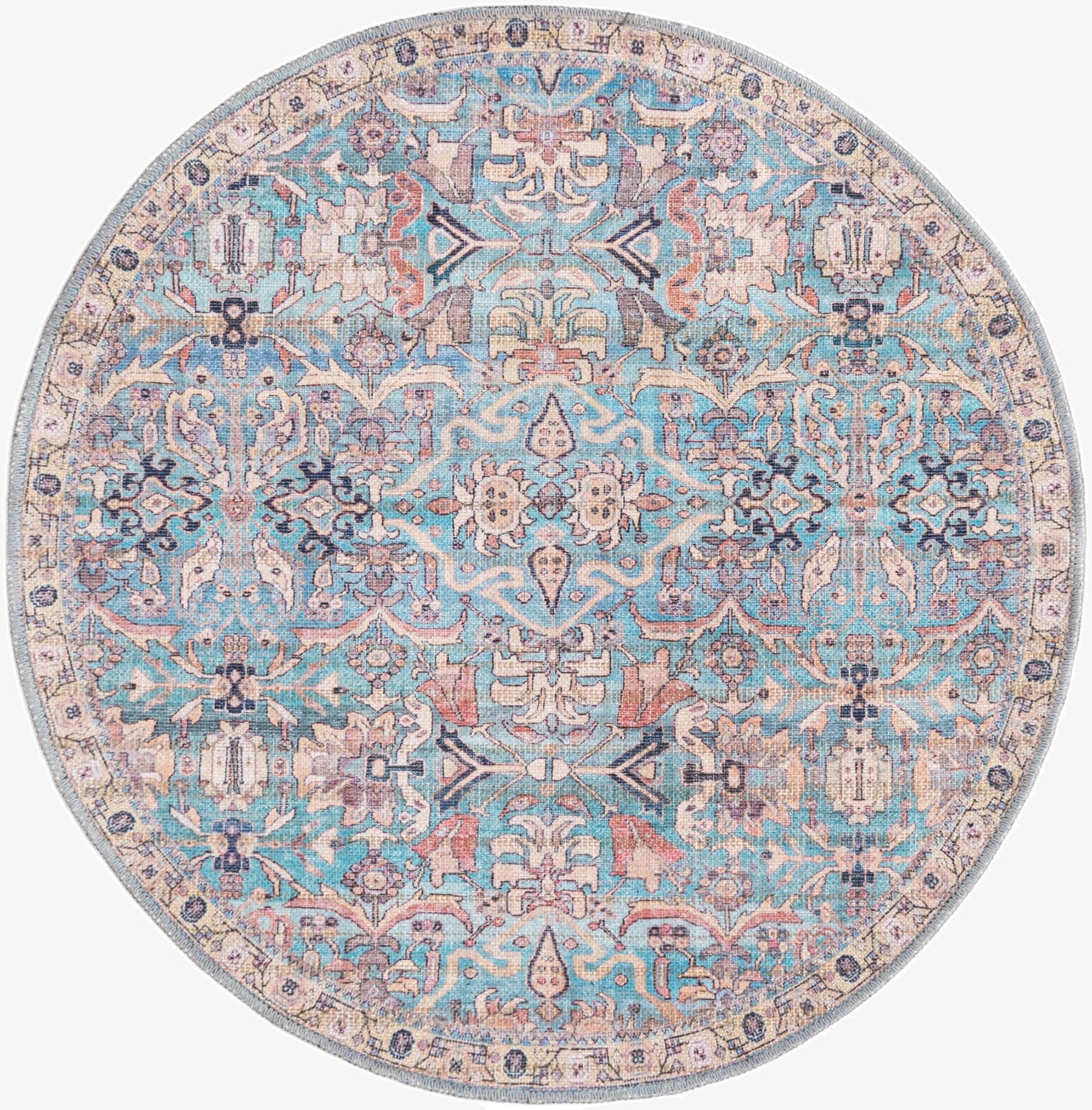3' 3 x 3' 3  Washable Nostalgia Round Rug