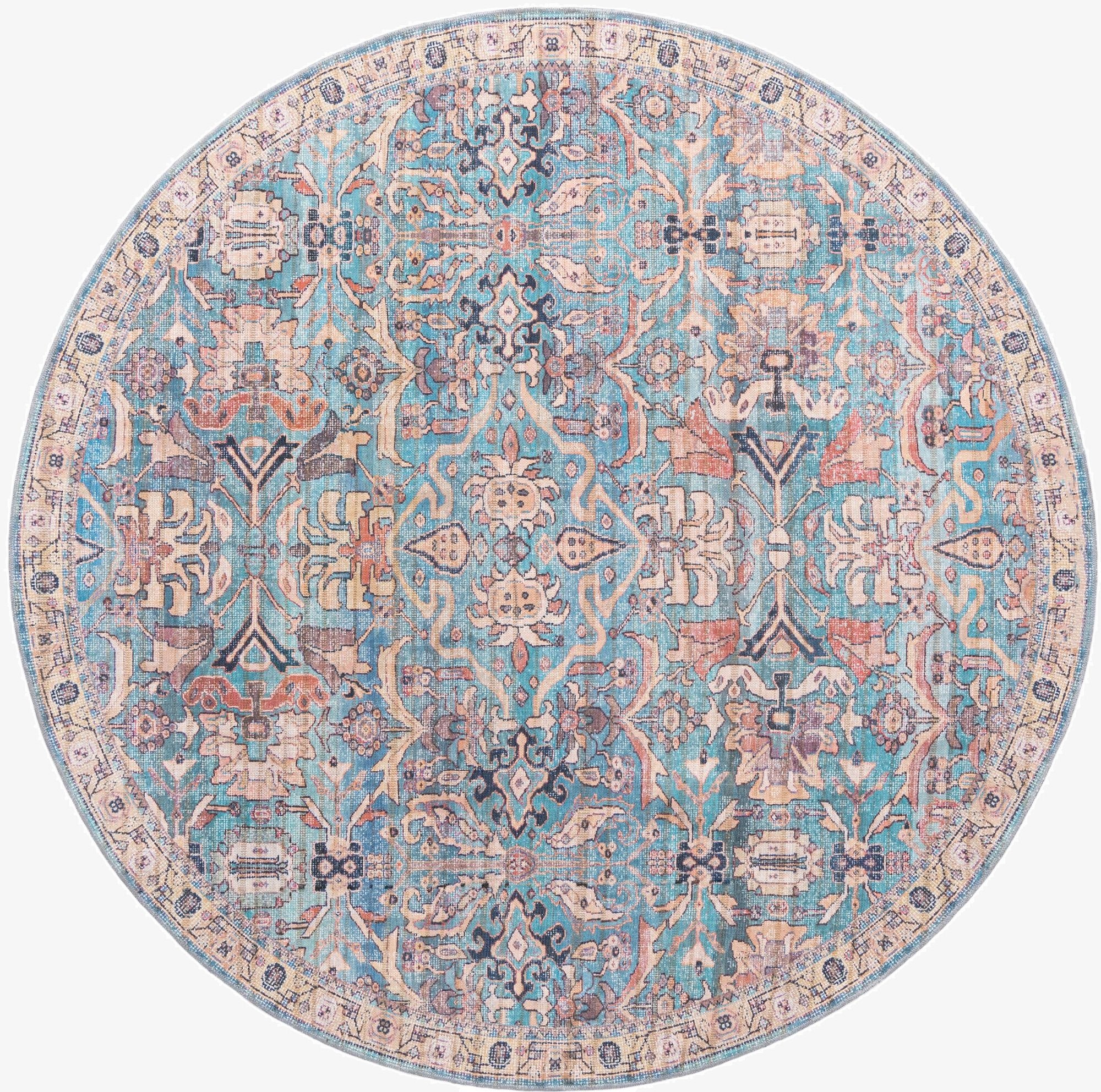 7' 10 x 7' 10  Washable Nostalgia Round Rug