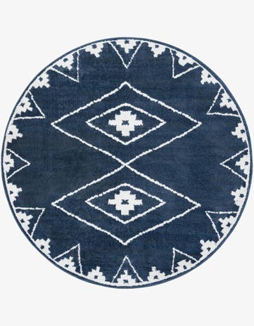 Blue Oslo Round Rug