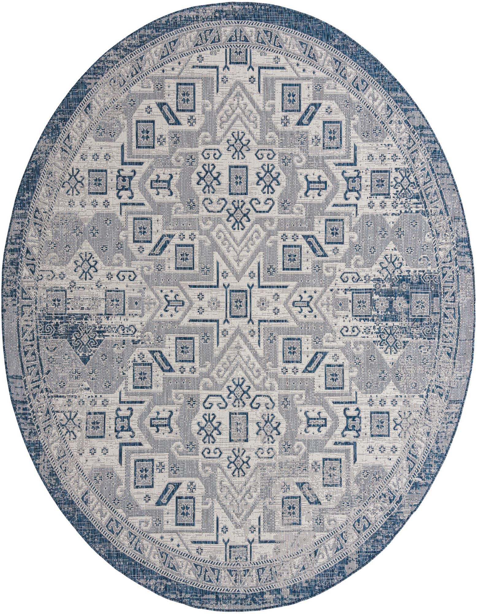 10' x 10' Easy-Clean Aztec Indoor / Outdoor Round Rug