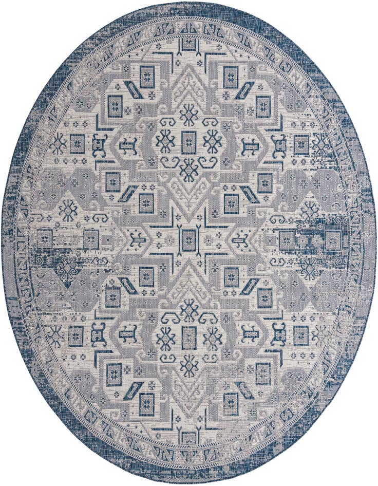Detail image of 10' x 10' Easy-Clean Aztec Indoor / Outdoor Round Rug