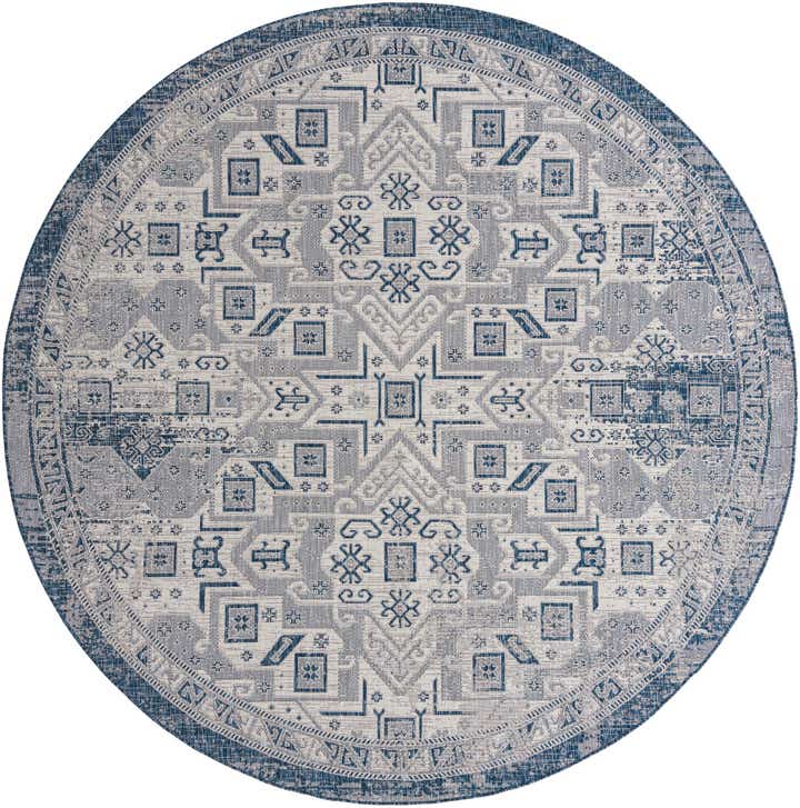 10' x 10' Easy-Clean Aztec Indoor / Outdoor Round Rug