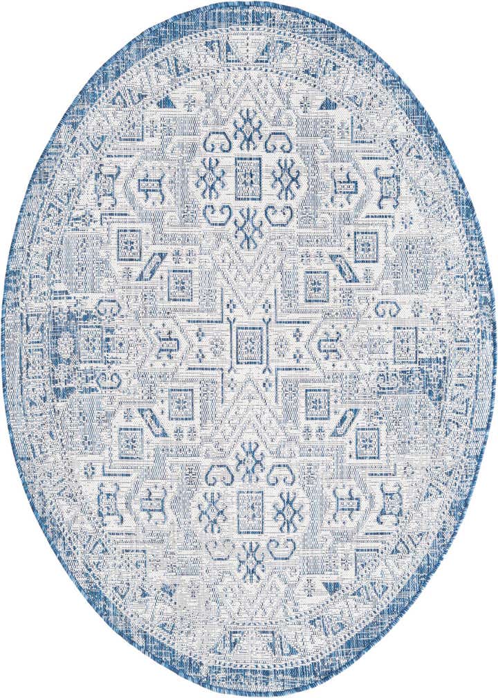 5' 3 x 5' 3 Easy-Clean Aztec Indoor / Outdoor Round Rug