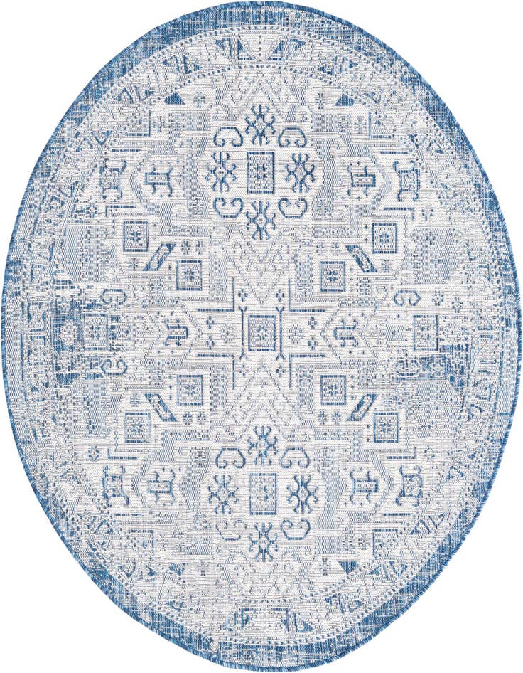 Detail image of 5' 3 x 5' 3 Easy-Clean Aztec Indoor / Outdoor Round Rug