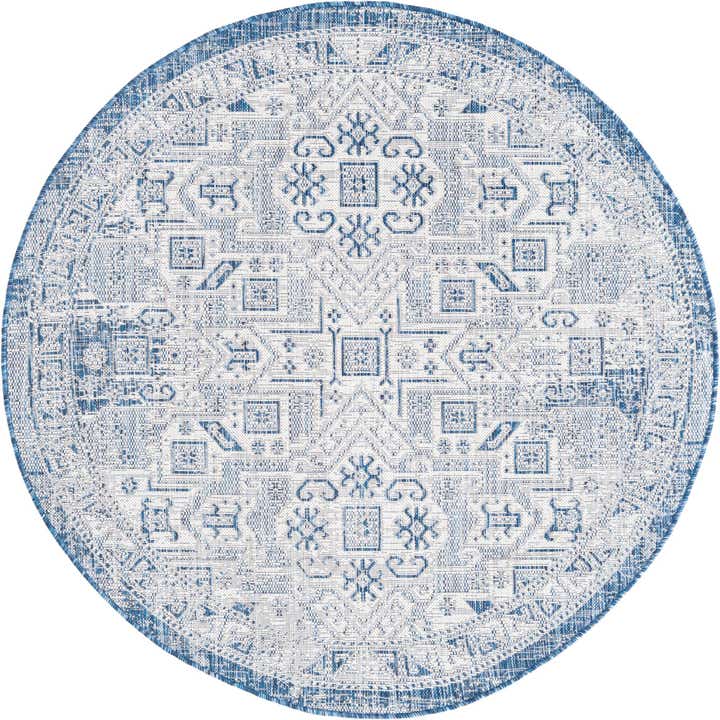 5' 3 x 5' 3 Easy-Clean Aztec Indoor / Outdoor Round Rug