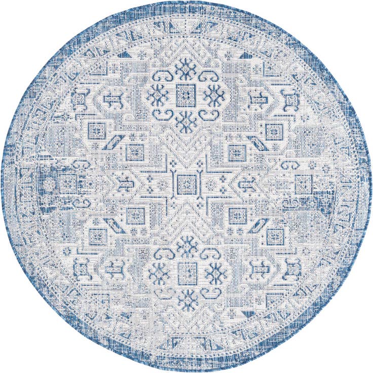 Detail image of 5' 3 x 5' 3 Easy-Clean Aztec Indoor / Outdoor Round Rug