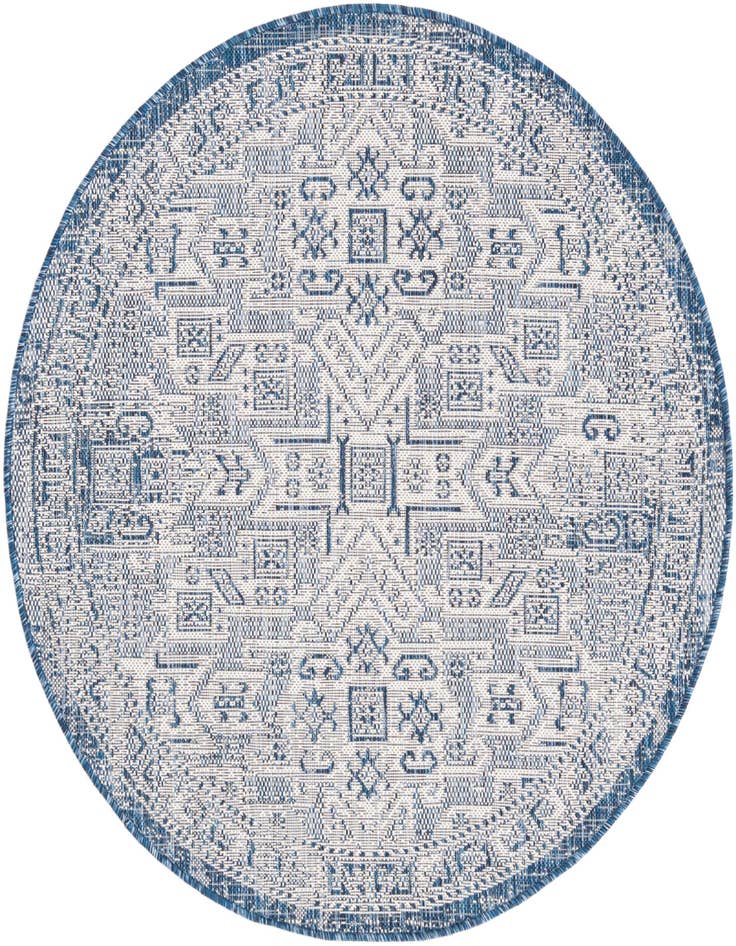 Detail image of 4' x 4' Easy-Clean Aztec Indoor / Outdoor Round Rug