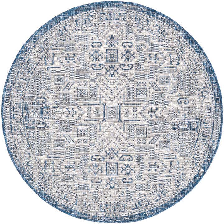 4' x 4' Easy-Clean Aztec Indoor / Outdoor Round Rug