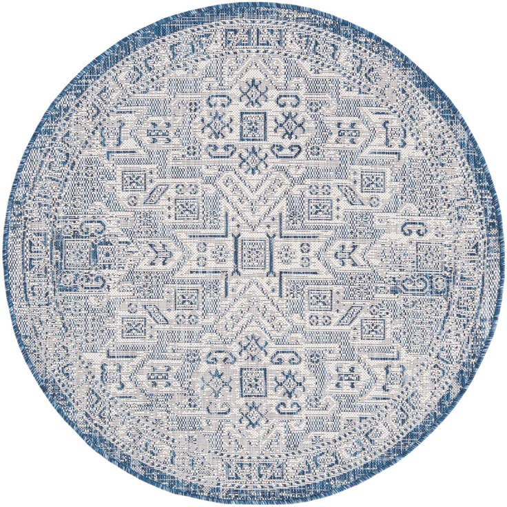Detail image of 4' x 4' Easy-Clean Aztec Indoor / Outdoor Round Rug