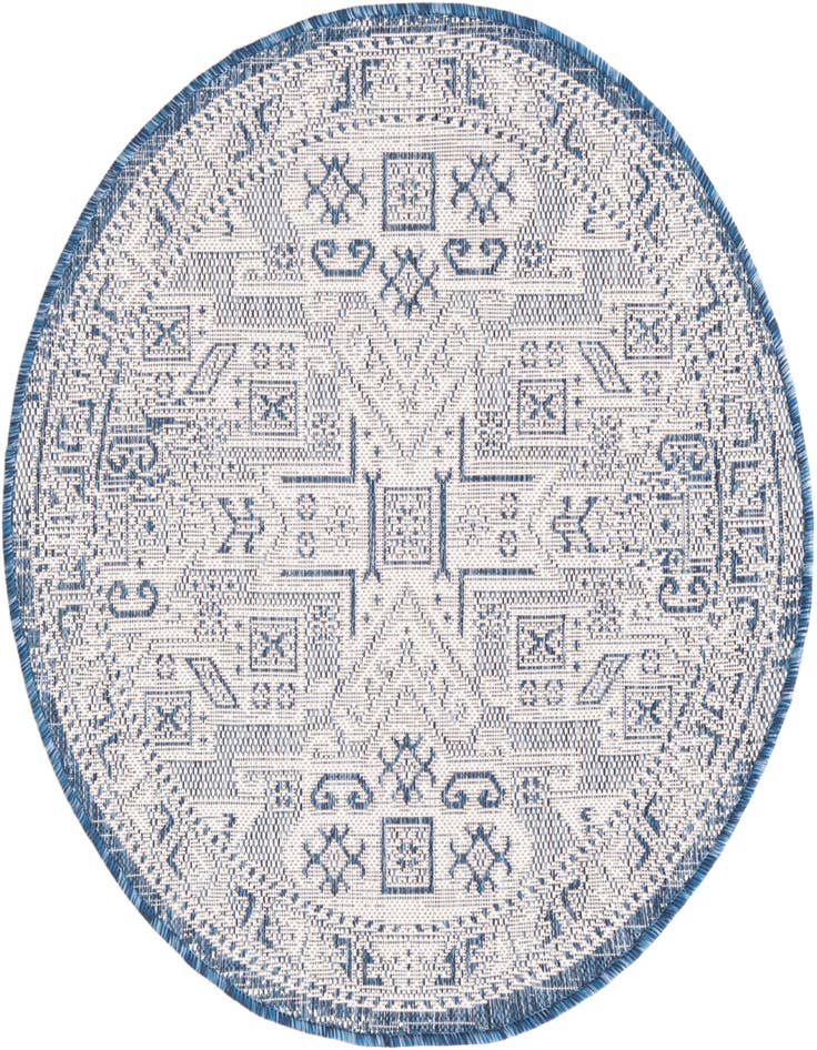 Detail image of 3' x 3' Easy-Clean Aztec Indoor / Outdoor Round Rug