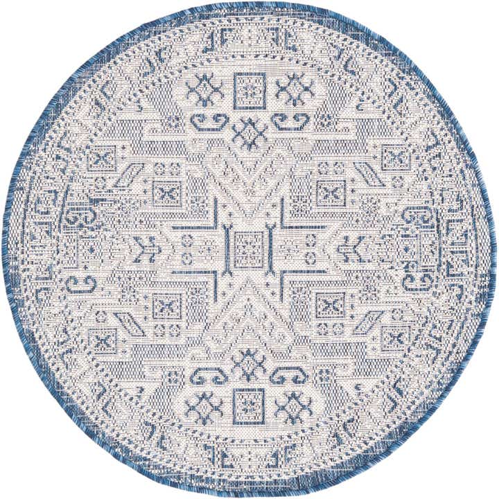 3' x 3' Easy-Clean Aztec Indoor / Outdoor Round Rug
