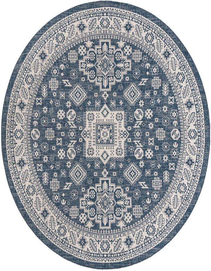 Detail image of 10' x 10' Easy-Clean Aztec Indoor / Outdoor Round Rug