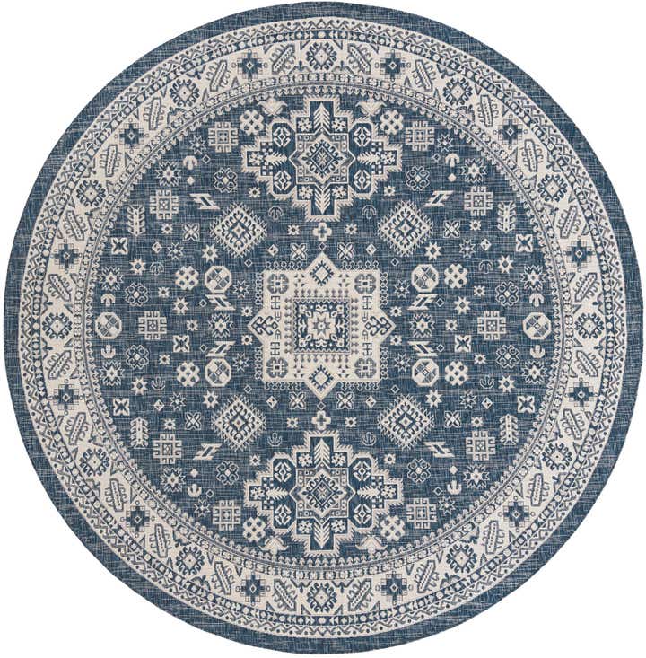 10' x 10' Easy-Clean Aztec Indoor / Outdoor Round Rug