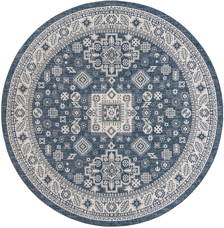 Detail image of 10' x 10' Easy-Clean Aztec Indoor / Outdoor Round Rug