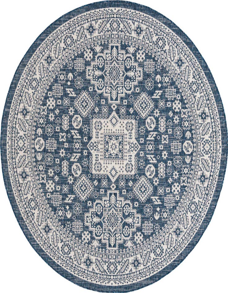 Detail image of 7' 10 x 7' 10 Easy-Clean Aztec Indoor / Outdoor Round Rug