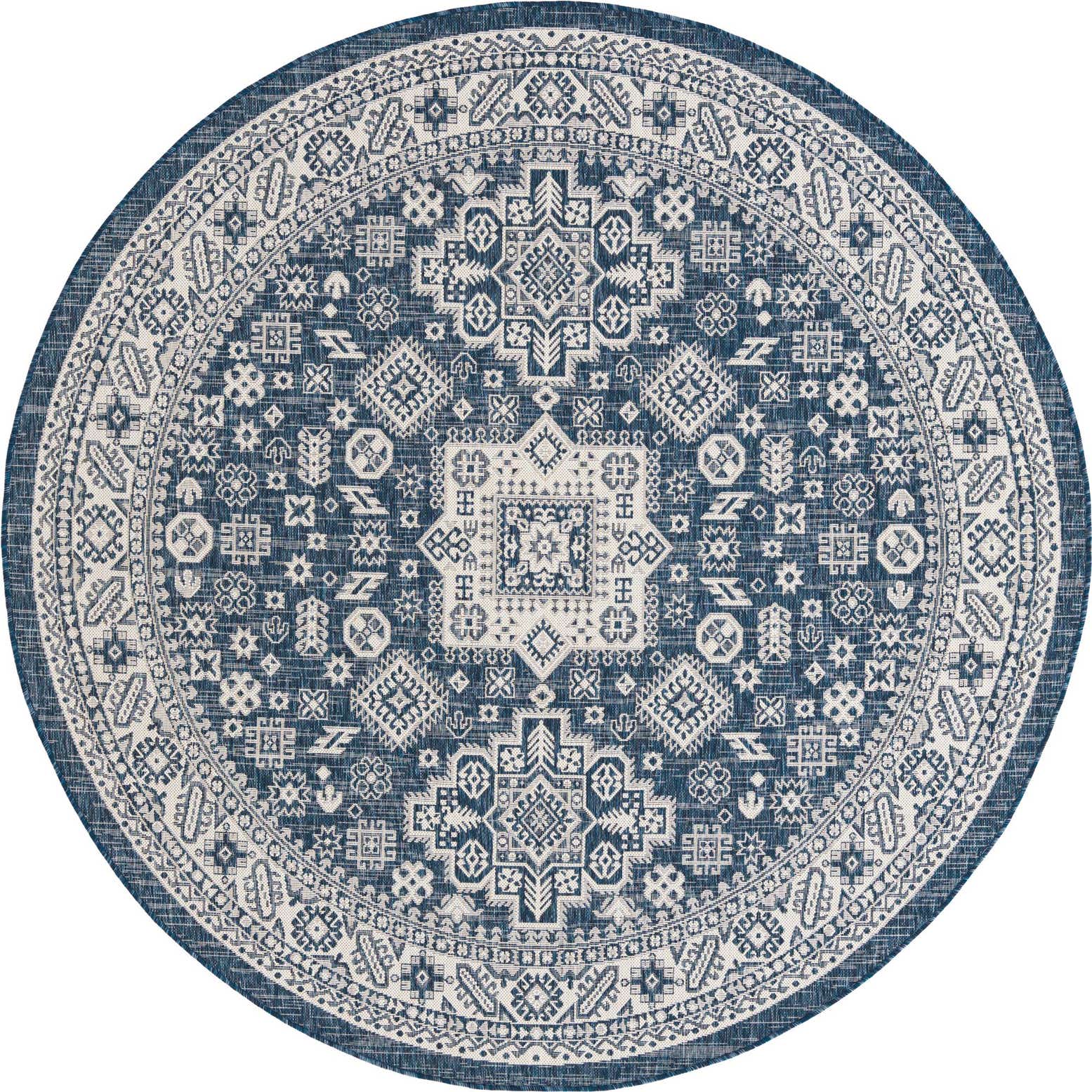 7' 10 x 7' 10 Easy-Clean Aztec Indoor / Outdoor Round Rug