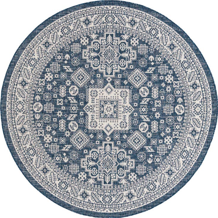 Detail image of 7' 10 x 7' 10 Easy-Clean Aztec Indoor / Outdoor Round Rug