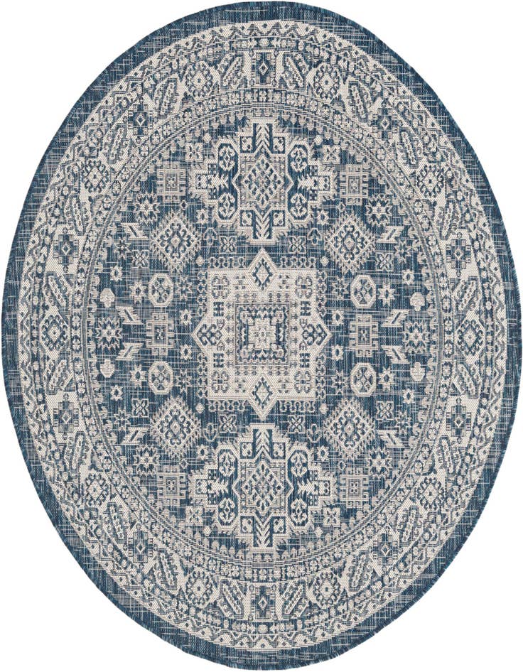 Detail image of 5' 3 x 5' 3 Easy-Clean Aztec Indoor / Outdoor Round Rug