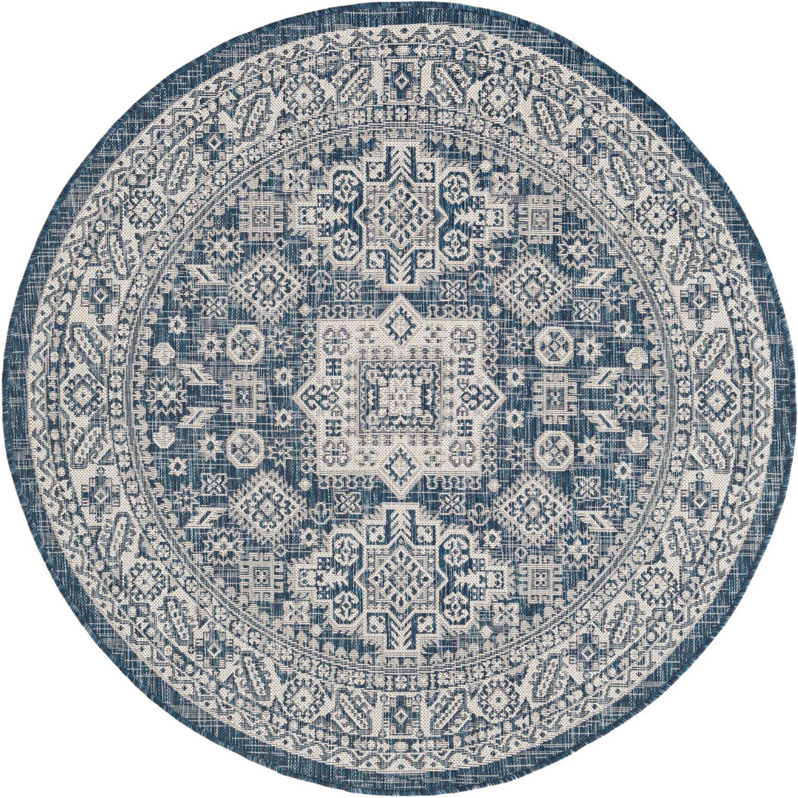 5' 3 x 5' 3 Easy-Clean Aztec Indoor / Outdoor Round Rug