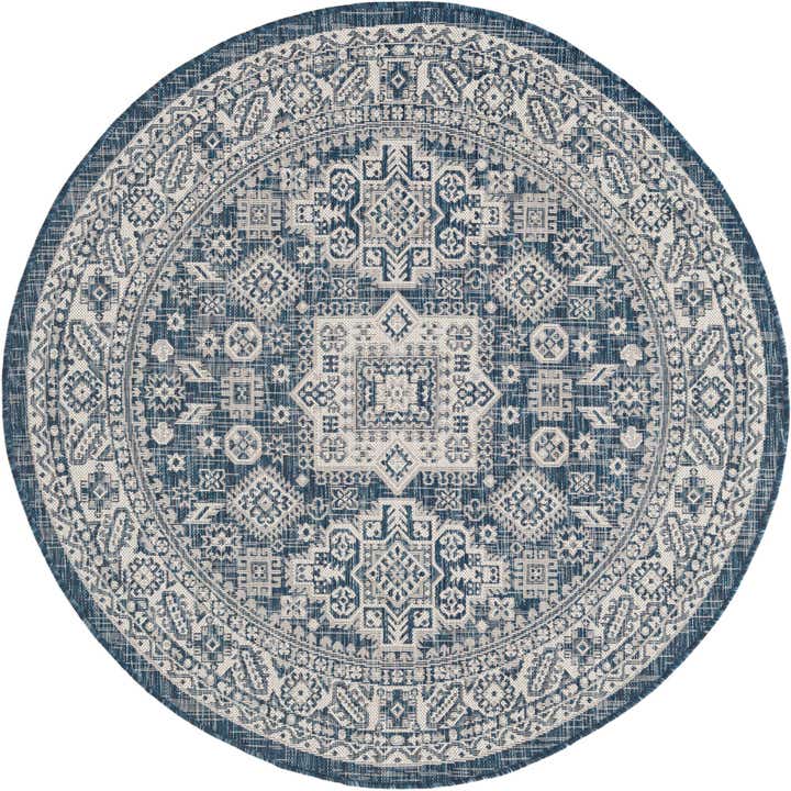 5' 3 x 5' 3 Easy-Clean Aztec Indoor / Outdoor Round Rug
