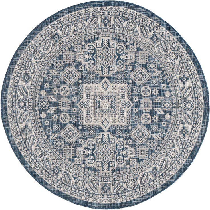 Detail image of 5' 3 x 5' 3 Easy-Clean Aztec Indoor / Outdoor Round Rug