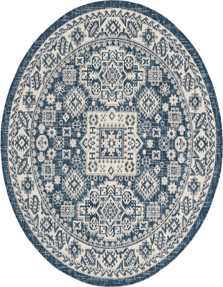 Detail image of 4' x 4' Easy-Clean Aztec Indoor / Outdoor Round Rug