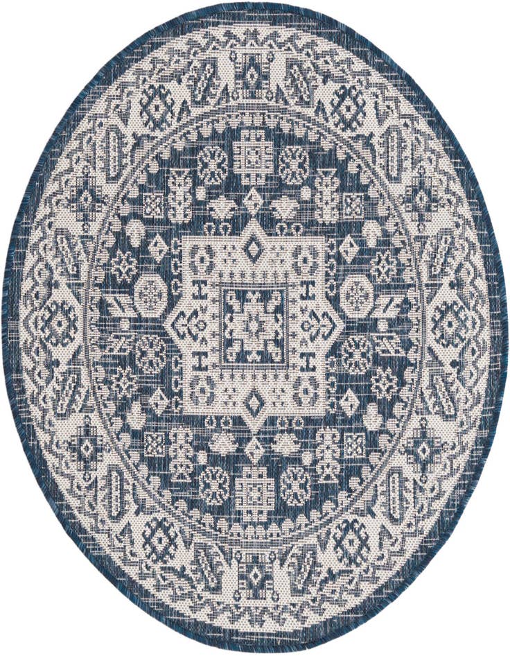 Detail image of 3' x 3' Easy-Clean Aztec Indoor / Outdoor Round Rug