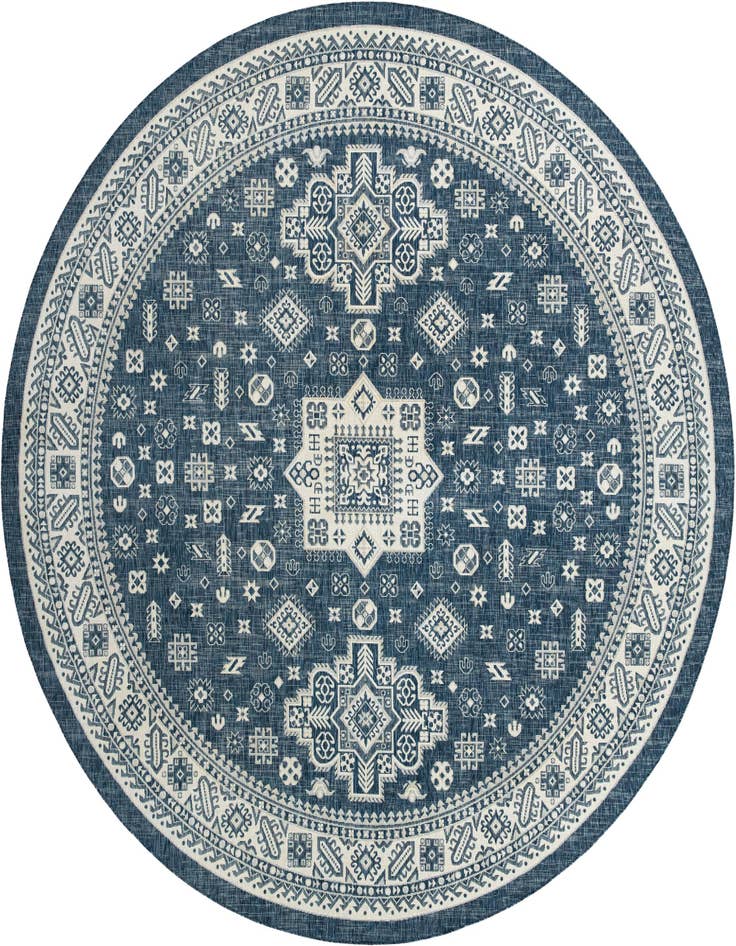 Detail image of 13' x 13' Easy-Clean Aztec Indoor / Outdoor Round Rug
