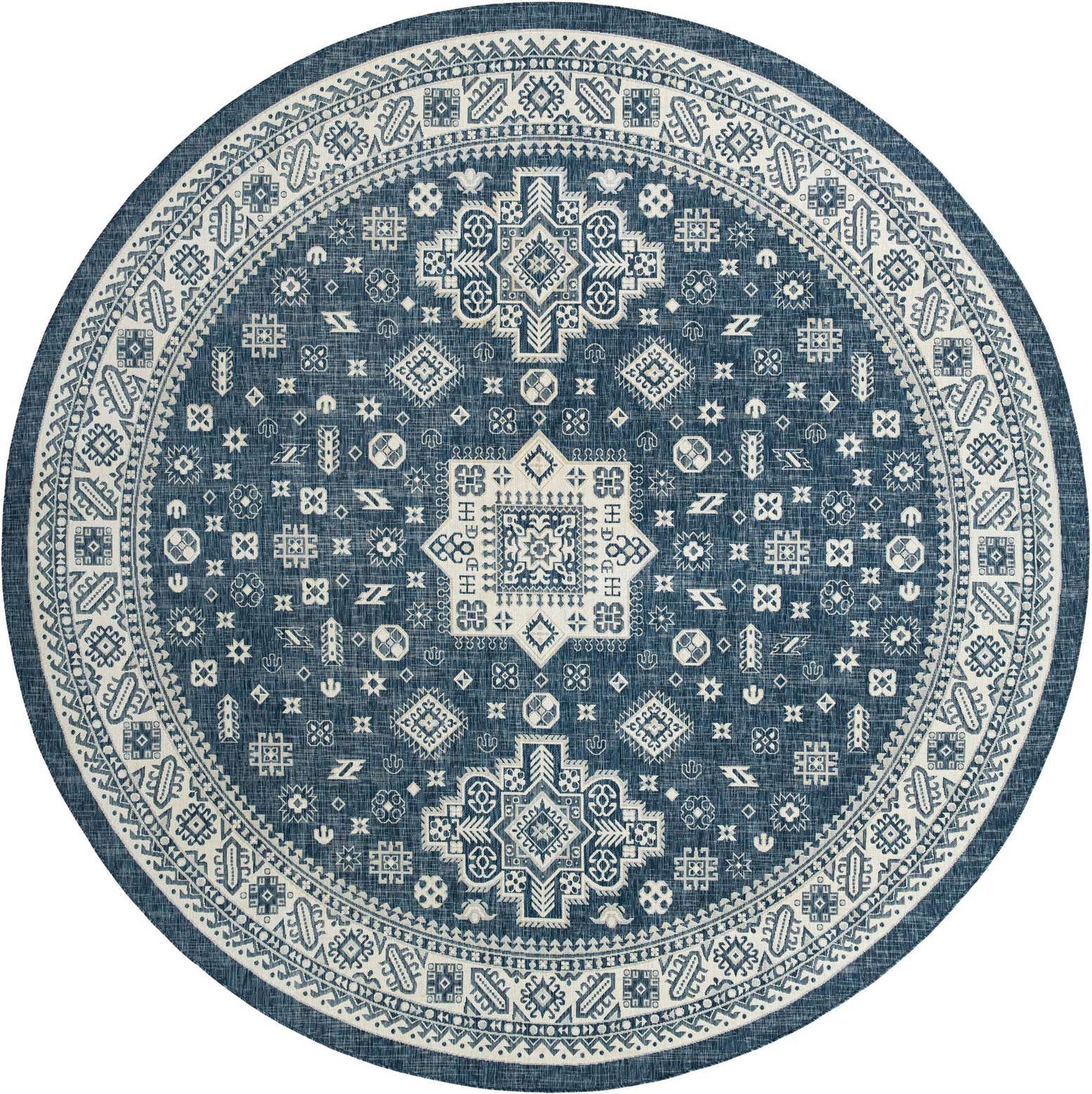 13' x 13' Easy-Clean Aztec Indoor / Outdoor Round Rug