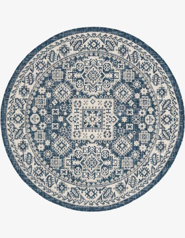4' x 4' Easy-Clean Aztec Indoor / Outdoor Round Rug