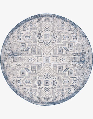 7' 10 x 7' 10 Easy-Clean Aztec Indoor / Outdoor Round Rug