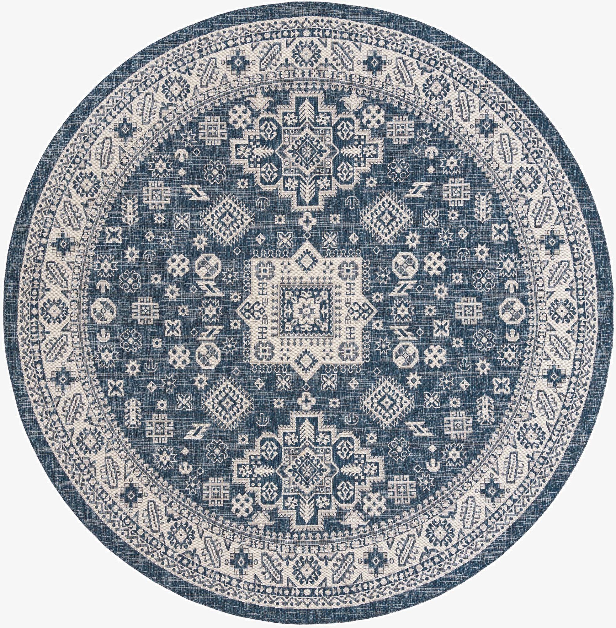 Primary image 10' x 10'  Washable Aztec Indoor / Outdoor Round Rug