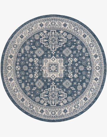 10' x 10' Easy-Clean Aztec Indoor / Outdoor Round Rug