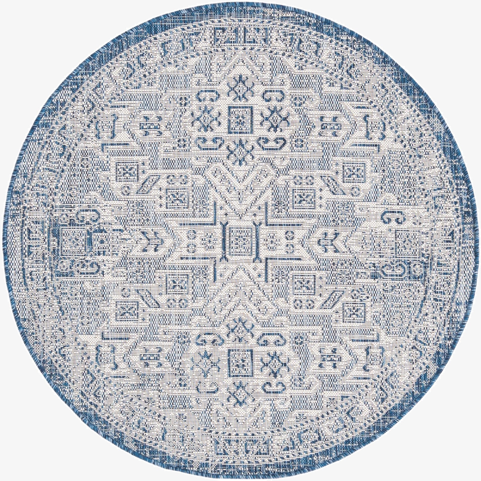 4' x 4'  Washable Aztec Indoor / Outdoor Round Rug