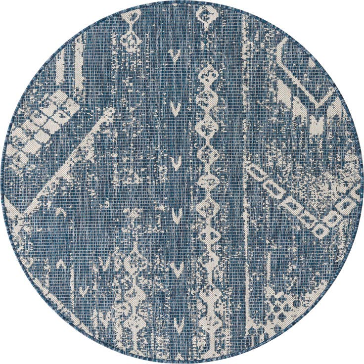 Detail image of 4' x 4' Easy-Clean Bohemian Indoor / Outdoor Round Rug