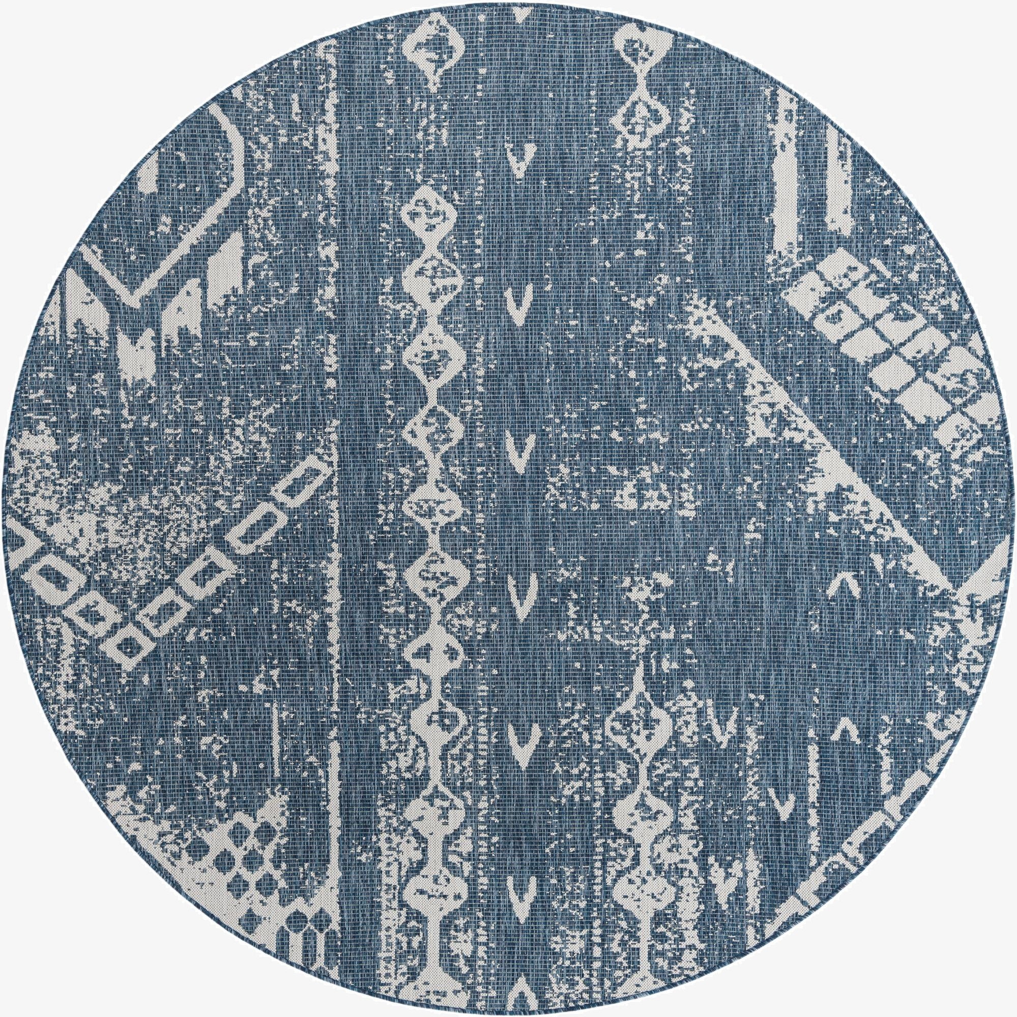 7' 10 x 7' 10  Washable Bohemian Indoor / Outdoor Round Rug