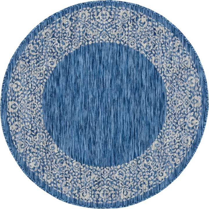4' x 4' Easy-Clean Border Indoor / Outdoor Round Rug