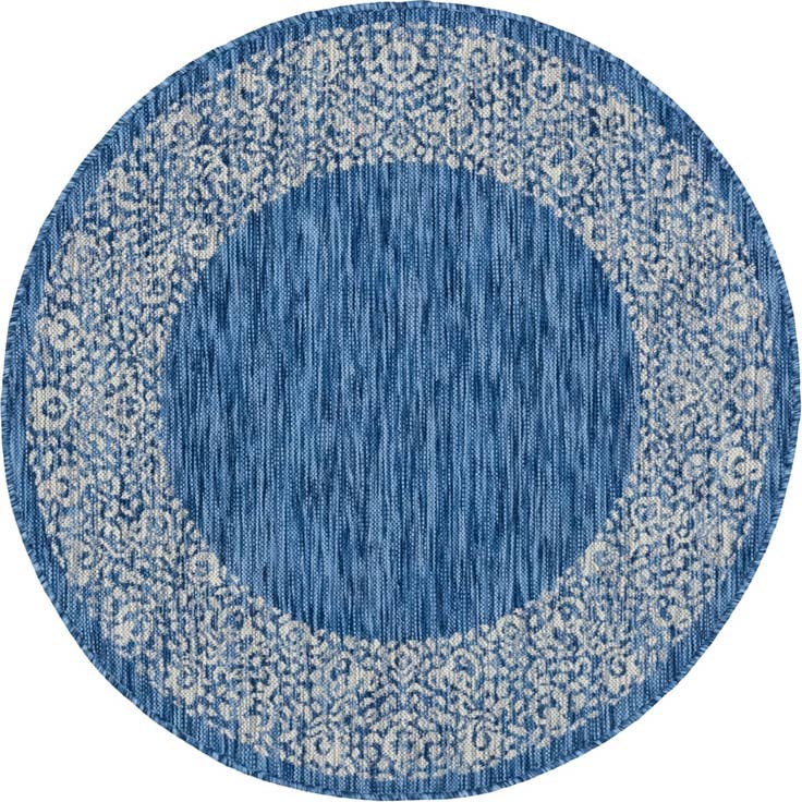 Detail image of 4' x 4' Easy-Clean Border Indoor / Outdoor Round Rug