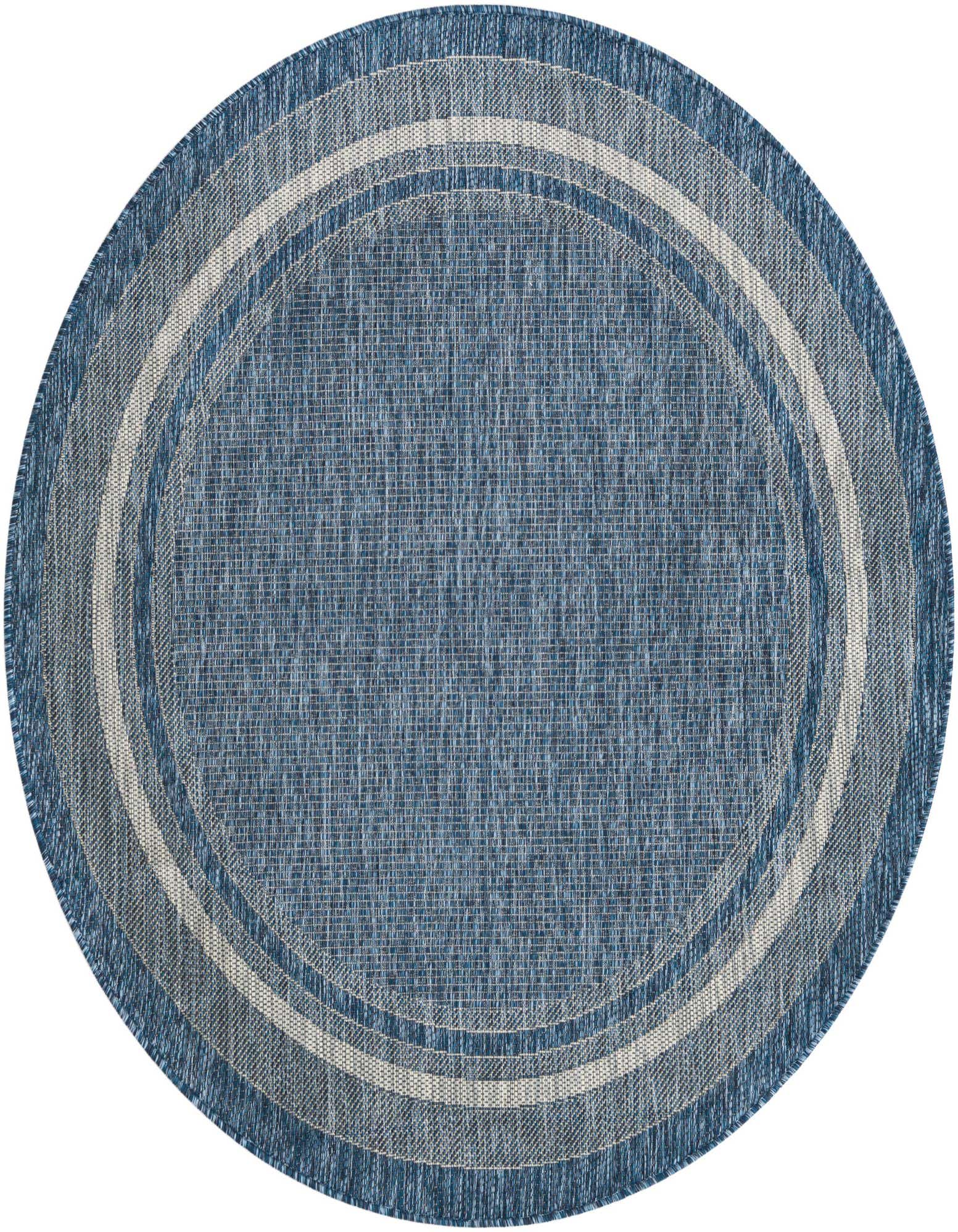 5' 3 x 5' 3 Easy-Clean Border Indoor / Outdoor Round Rug