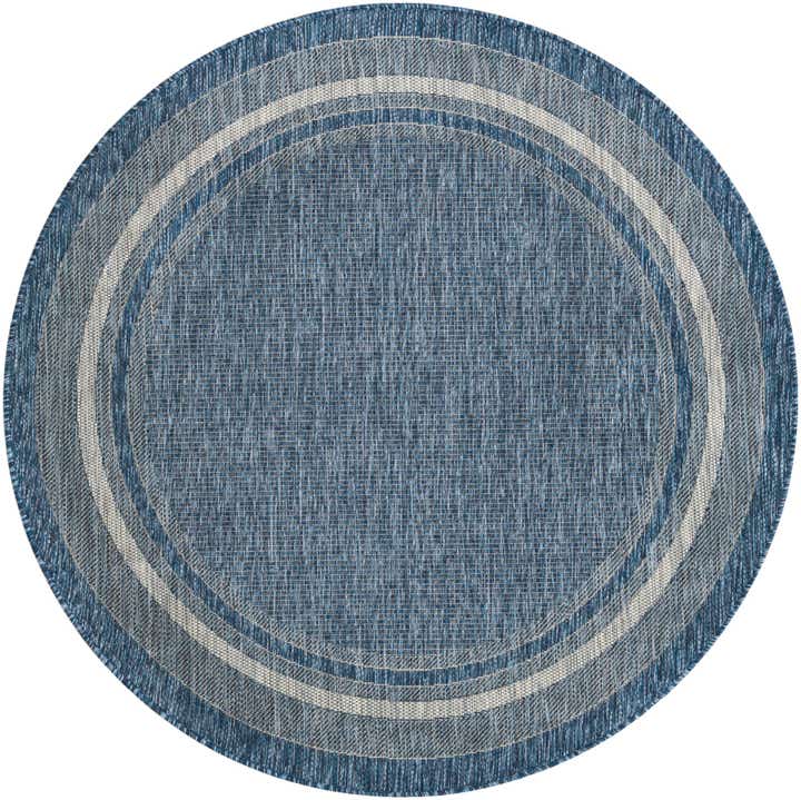 5' 3 x 5' 3 Easy-Clean Border Indoor / Outdoor Round Rug