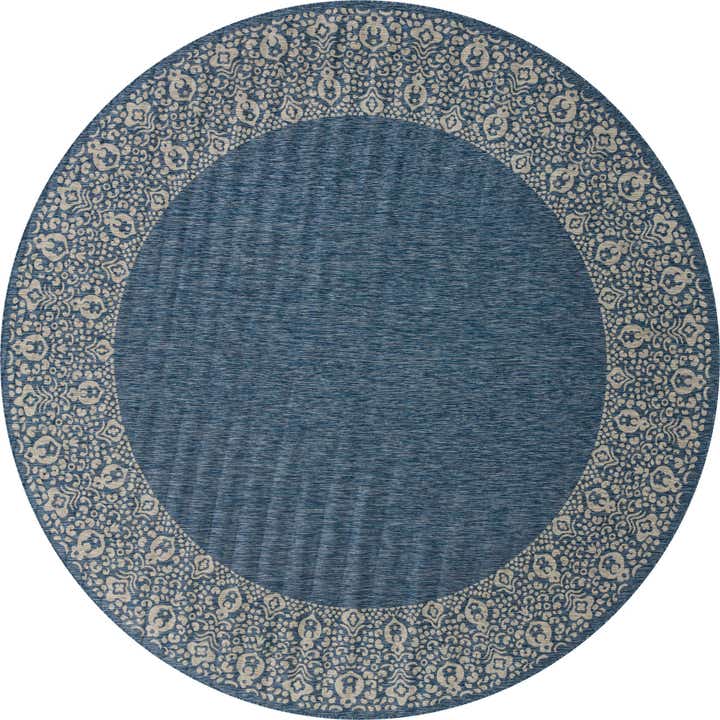 13' x 13' Easy-Clean Border Indoor / Outdoor Round Rug