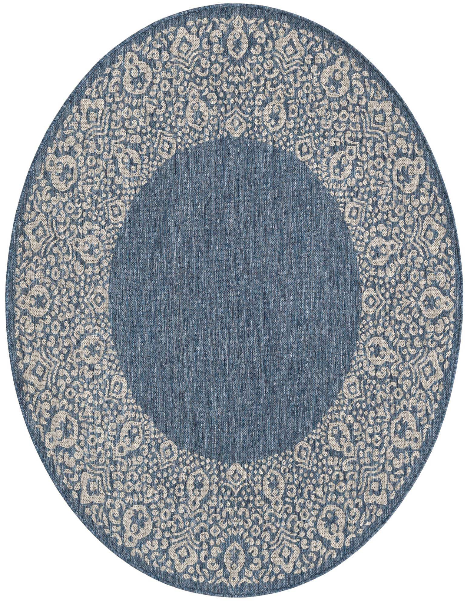 5' x 5' Easy-Clean Border Indoor / Outdoor Round Rug